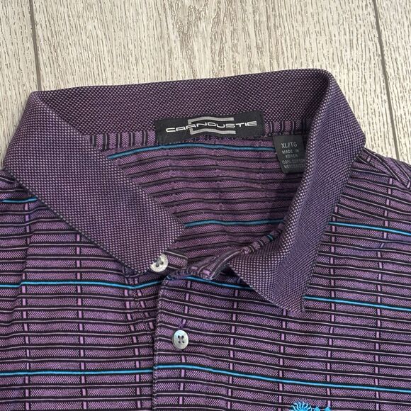 Vintage Carnoustie x PGA West Purple Striped Golf Polo Mens XL Retro 90’s - Picture 3 of 5